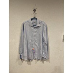 Stenströms Shirt Mens 18 46 Blue Herringbone Fitted Twofold Super Cotton Dress
